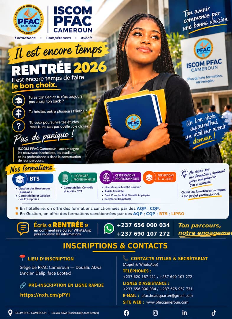 ISCOM PFAC Cameroun – Rentrée 2026