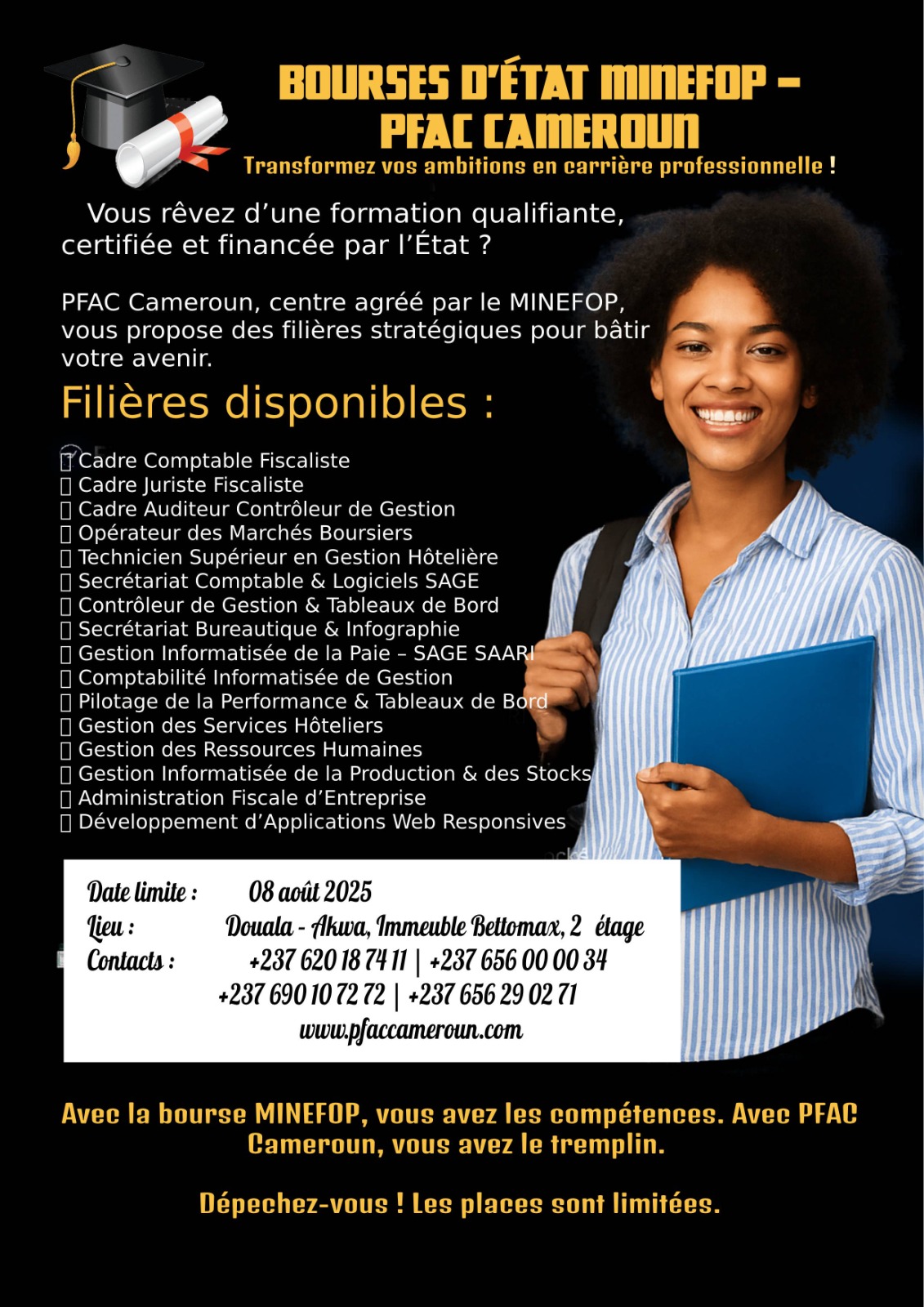 🎓 Bourses d’état MINEFOP – PFAC Cameroun Transformez vos ambitions en carrière professionnelle !